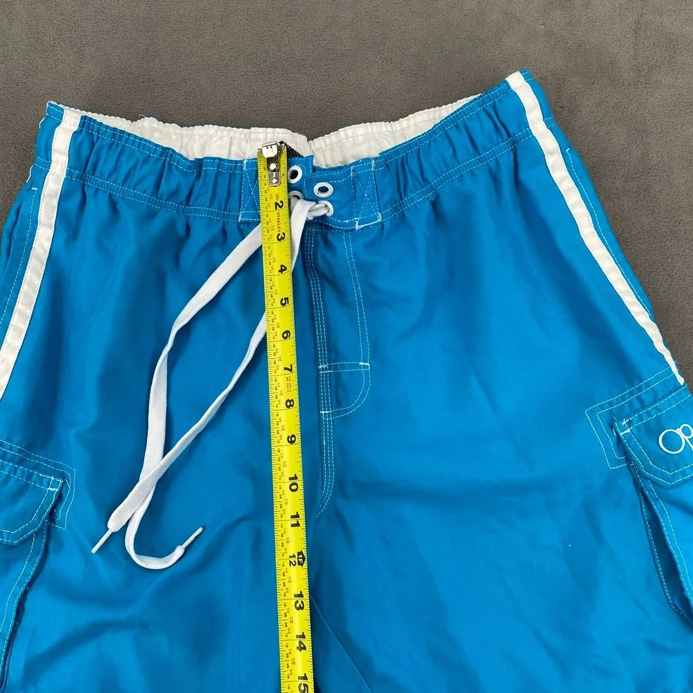 OP Ocean Pacific Board Shorts Men Large Blue Cargo Pocket High Rise Swim Surfing